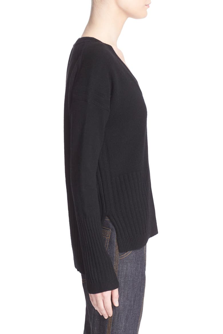 V-Neck Cashmere Sweater, Alternate, color, BLACK