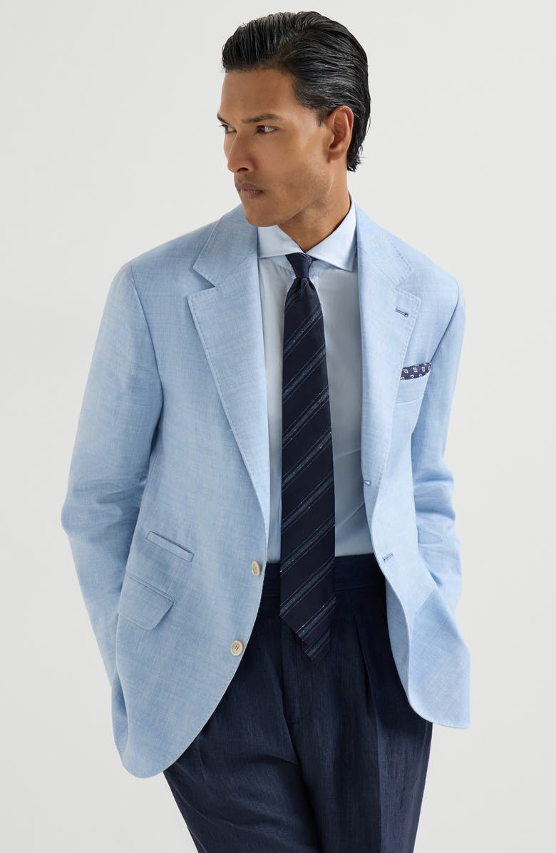 Brunello Cucinelli Chevron deconstructed blazer, Alternate, color, Azure
