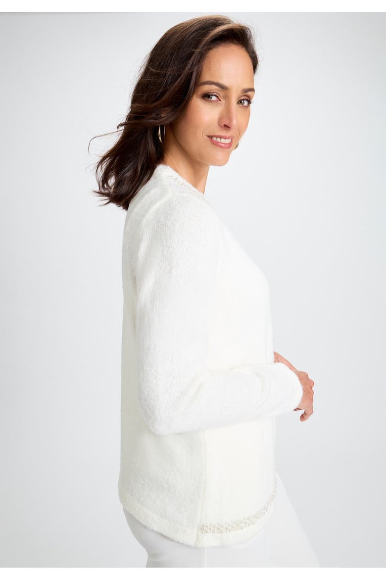 Boucle Pearl Cardigan, Alternate, color, IVORY PEARL