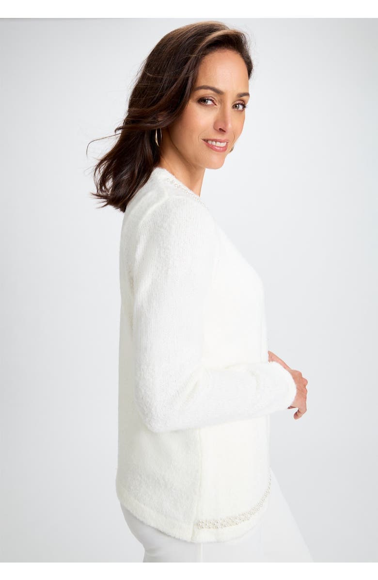 Jessica London Boucle Pearl Cardigan, Alternate, color, Ivory Pearl