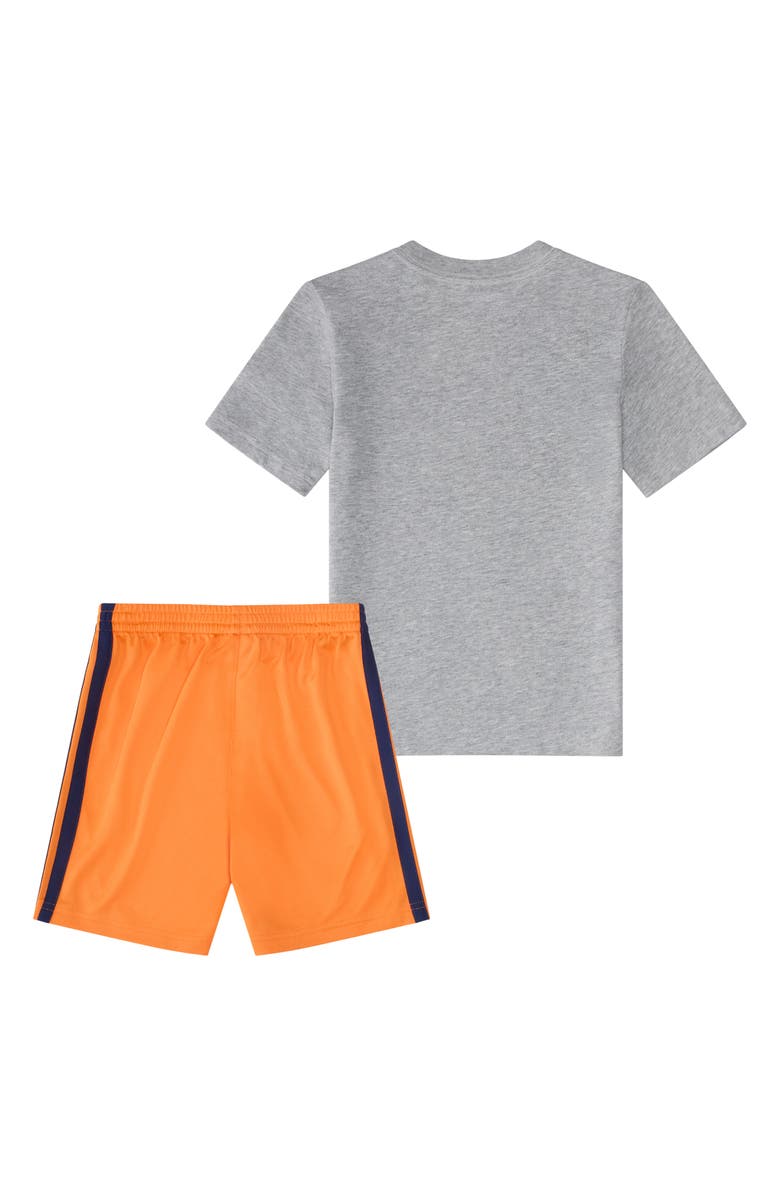 adidas Kids' Graphic Print T-Shirt & Shorts Set, Alternate, color, Grey With Orange