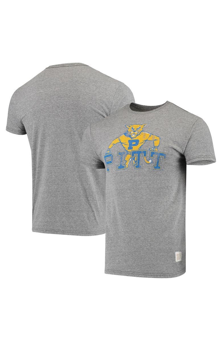 Retro Brand Men's Original Retro Brand Heathered Gray Pitt Panthers Team Vintage Tri-Blend T-Shirt, Main, color, 