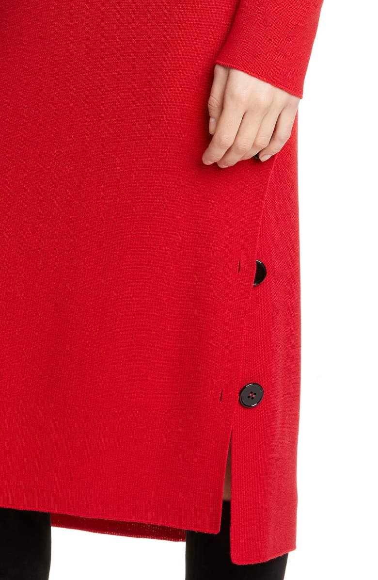 Fuzzi Side Button Long Sleeve Midi Sweater Dress, Alternate, color,