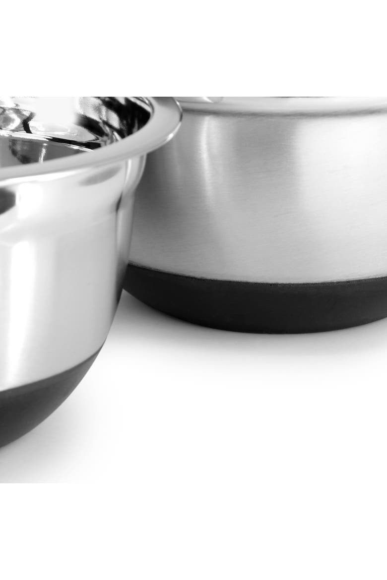 Oswalt 3 Piece Mixing Bowl Set with Non-Slip Bases, Alternate, color, Silver