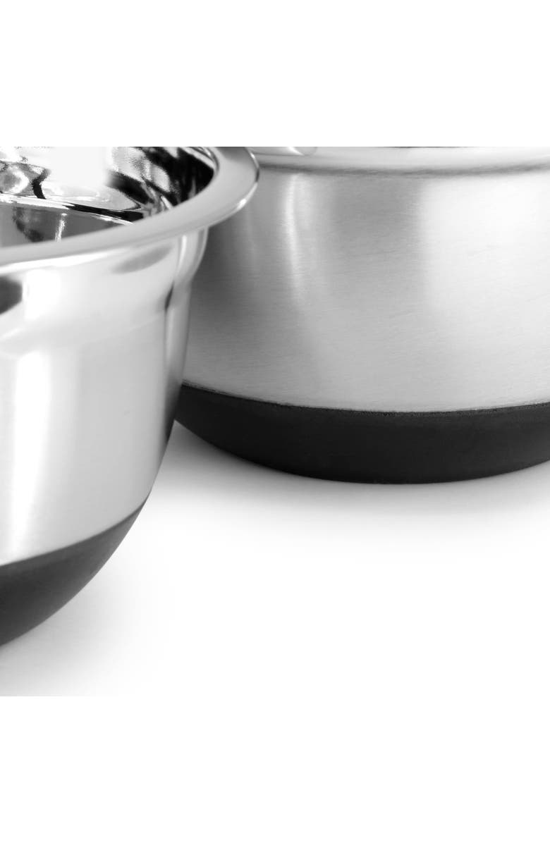 OSTER Oswalt 3 Piece Mixing Bowl Set with Non-Slip Bases, Alternate, color, Silver