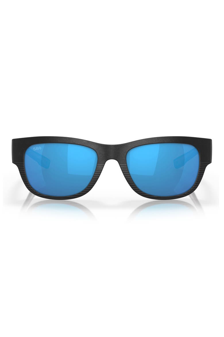 Caleta 55mm Mirrored Polarized Square Sunglasses, Main, color, NET BLACK/ GRAY BLUE