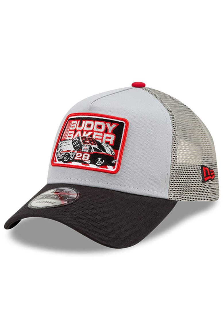 Men's New Era Black/Gray Buddy Baker Legends 9FORTY A-Frame Adjustable Trucker Hat, Main, color, Black