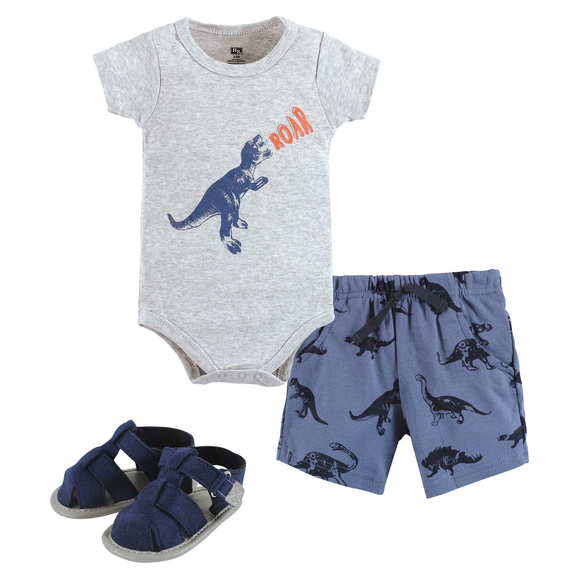 Hudson Baby Cotton Bodysuit, Shorts And Shoe Set In Animal Print