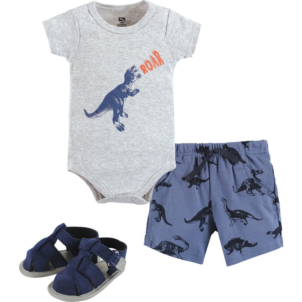 Hudson Baby Cotton Bodysuit, Shorts And Shoe Set In Animal Print