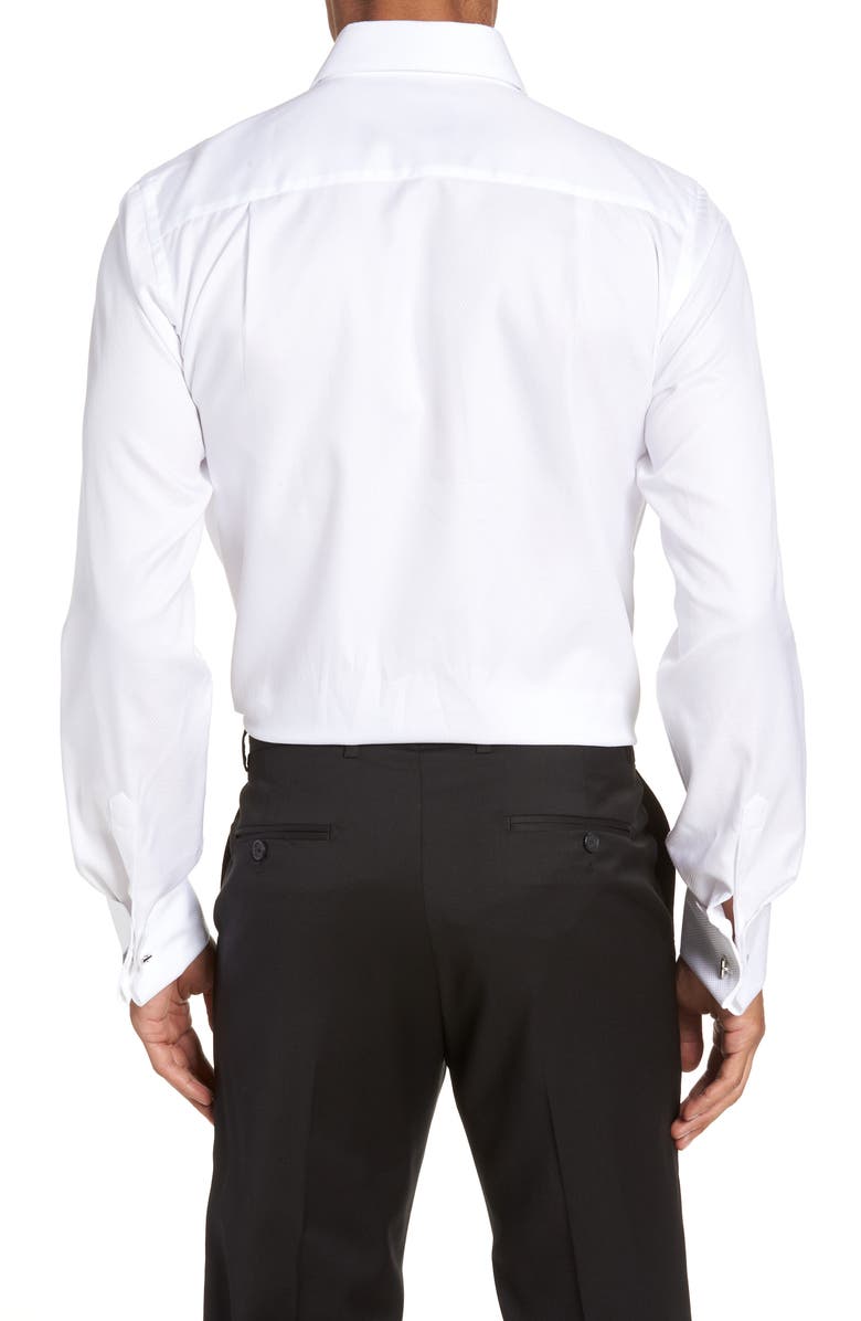 David Donahue Trim Fit Solid French Cuff Tuxedo Shirt, Alternate, color, White