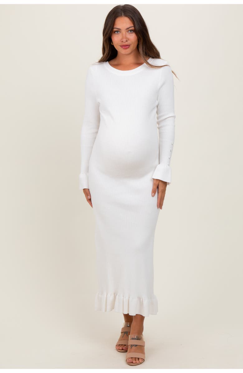 PinkBlush Ribbed Knit Bow Back Maxi Dress, Alternate, color, Ivory