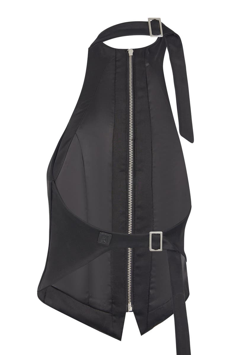 Manière De Voir Claudette Satin Halterneck Backless Top, Alternate, color, Black