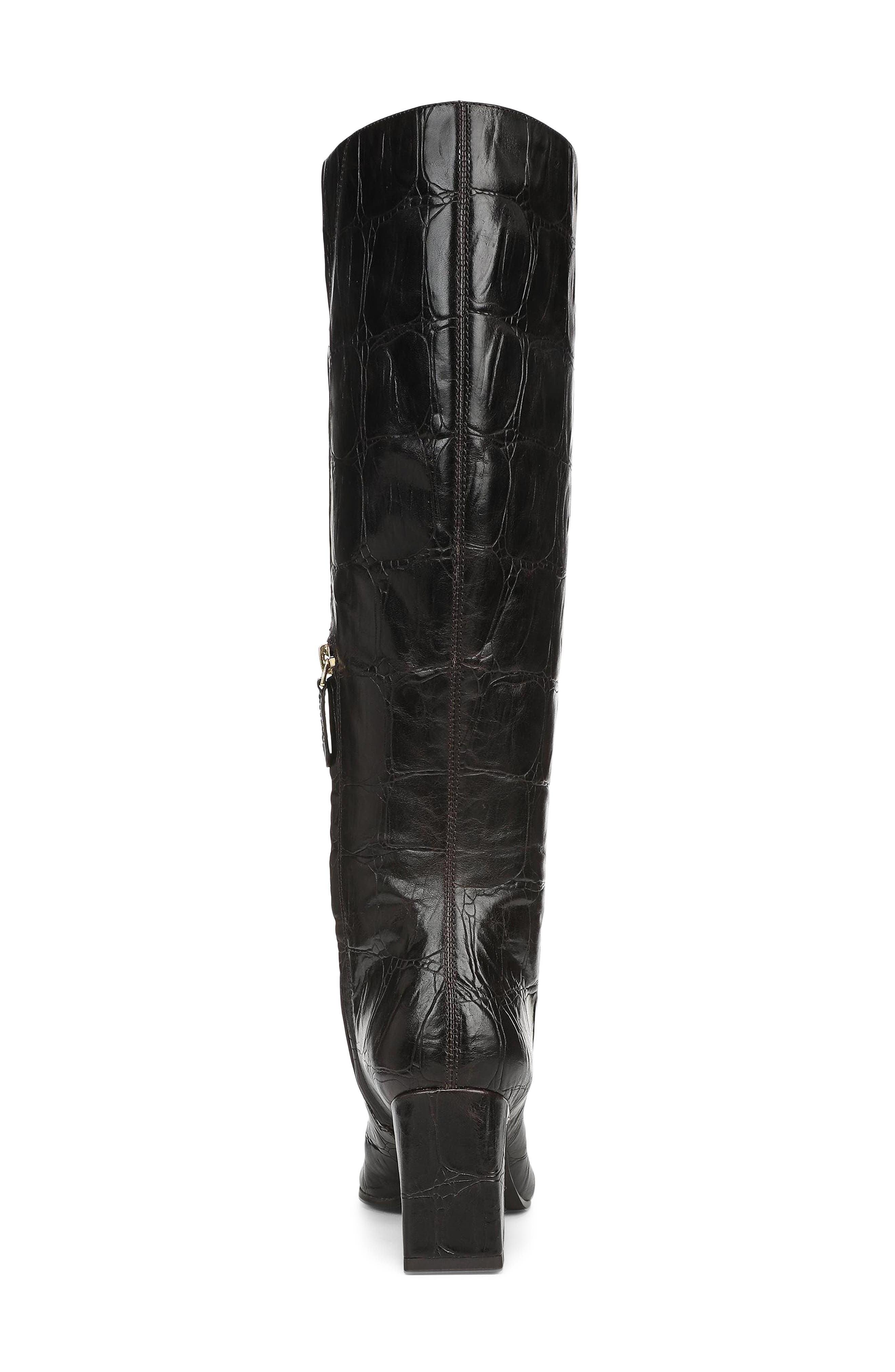 Bridget Knee High Leather Boot, Alternate, color, BROWN DINO CROC