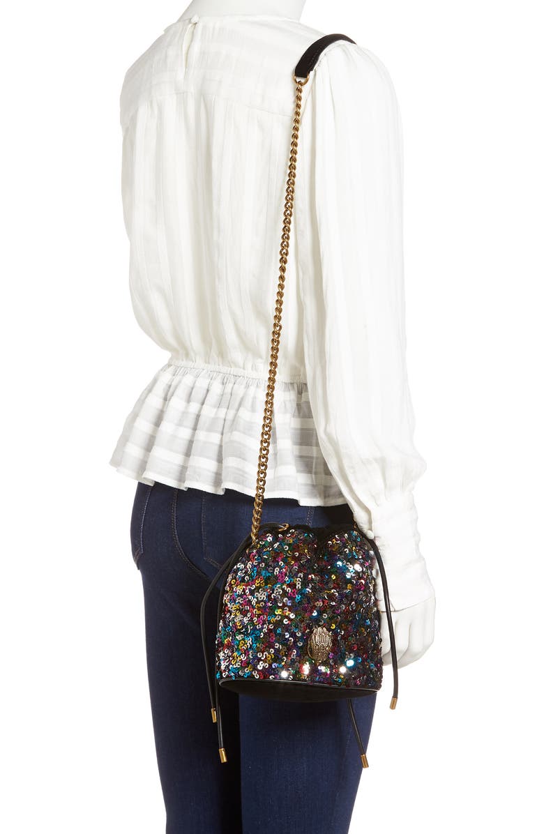 Kurt Geiger London Kensington Sequin Drawstring Crossbody Bag, Alternate, color,