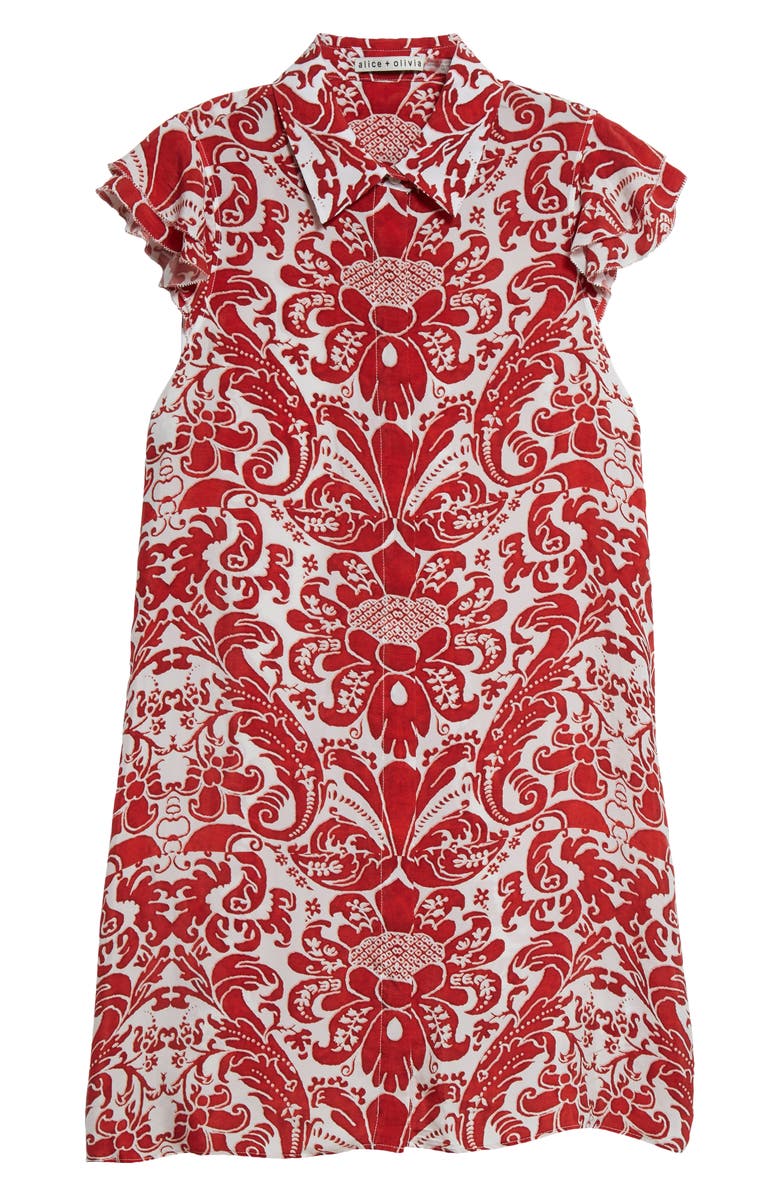 Alice + Olivia Jem Ruffle Sleeve Shirtdress, Alternate, color, 