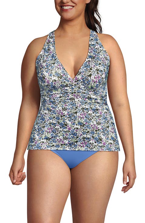 Chlorine Resistant Plunge X-Back Tankini Swimsuit Top