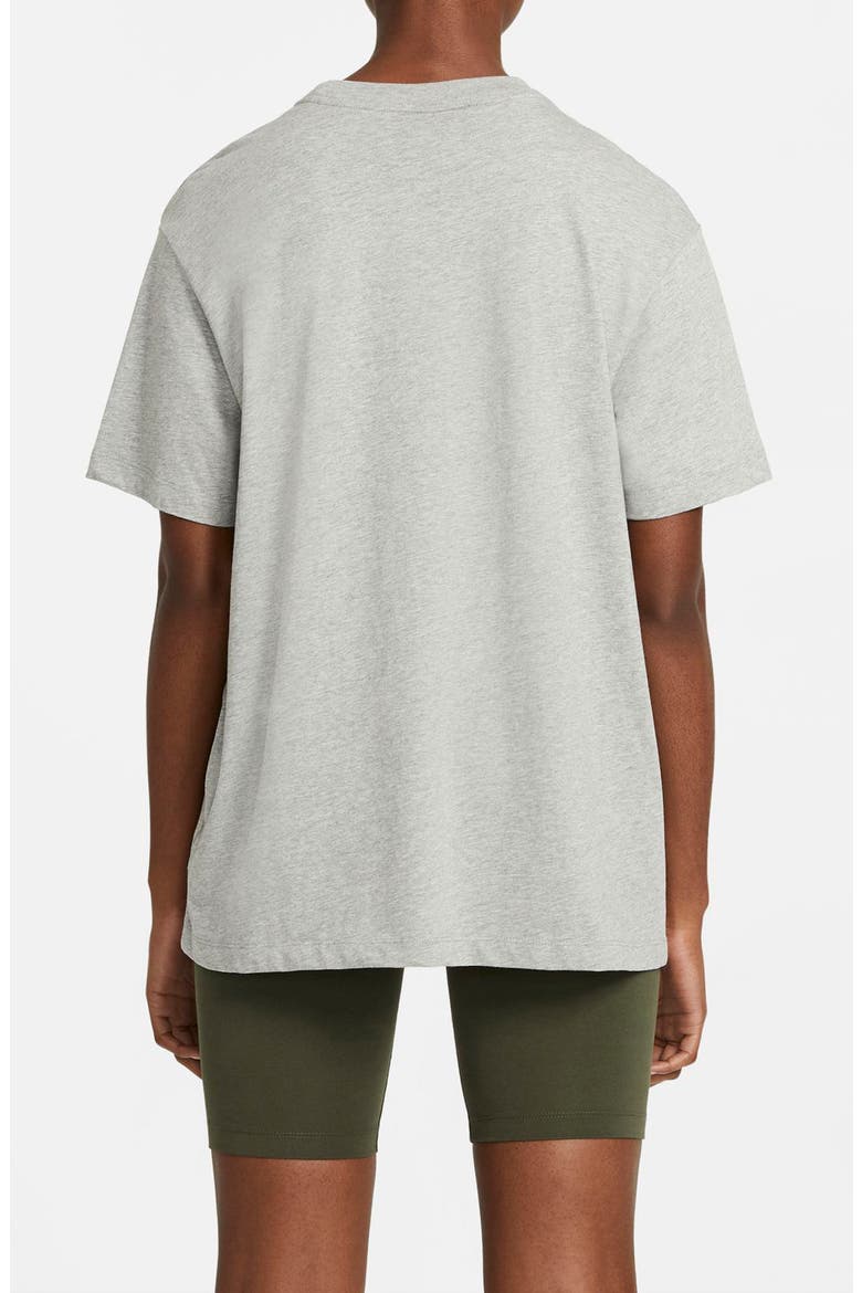 Essential Embroidered Swoosh Cotton T-Shirt, Alternate, color, DARK GREY HEATHER/ WHITE