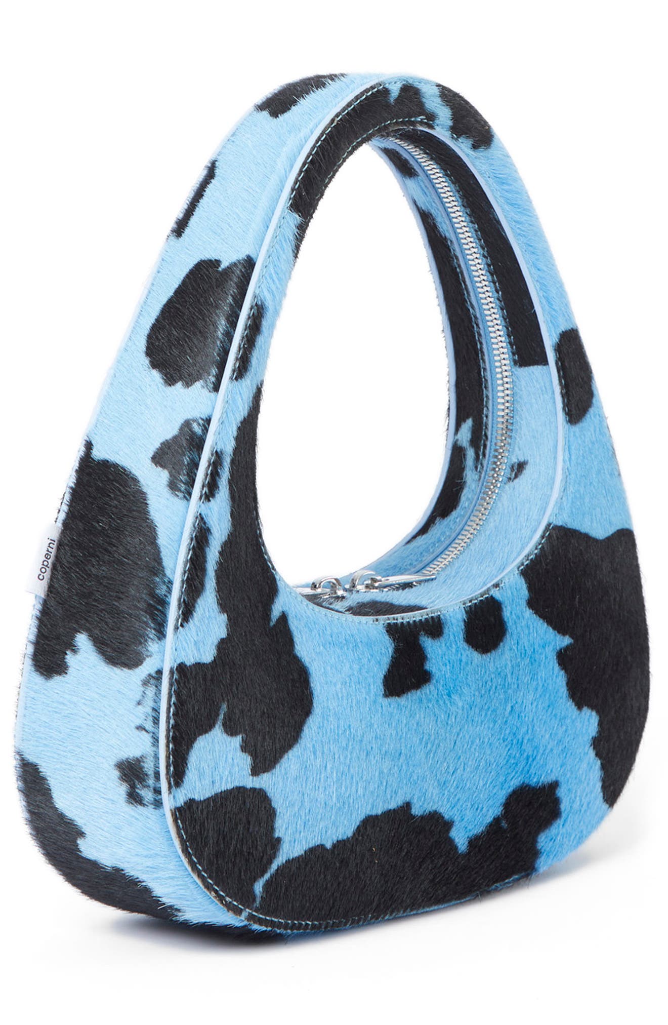 Coperni Swipe Cow Print Genuine Calf Hair Baguette Bag, Alternate, color, 