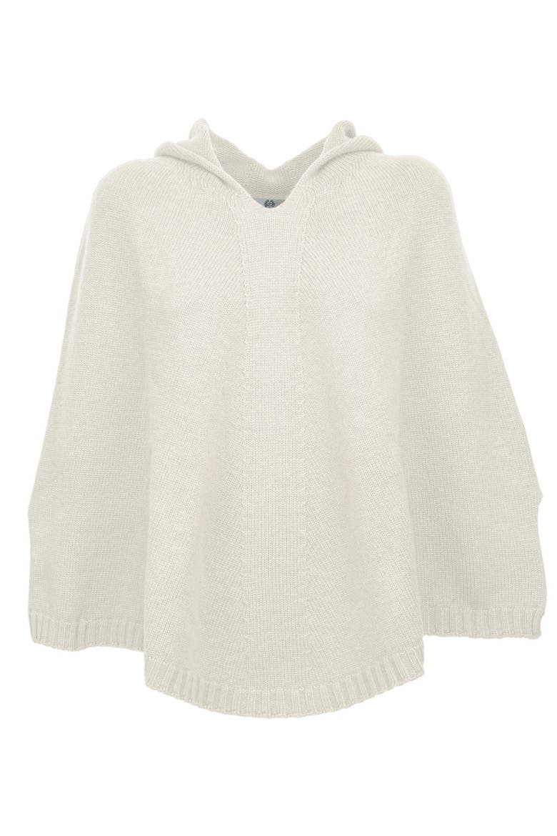 Pure Cashmere Hooded Poncho, Main, color, Milk White