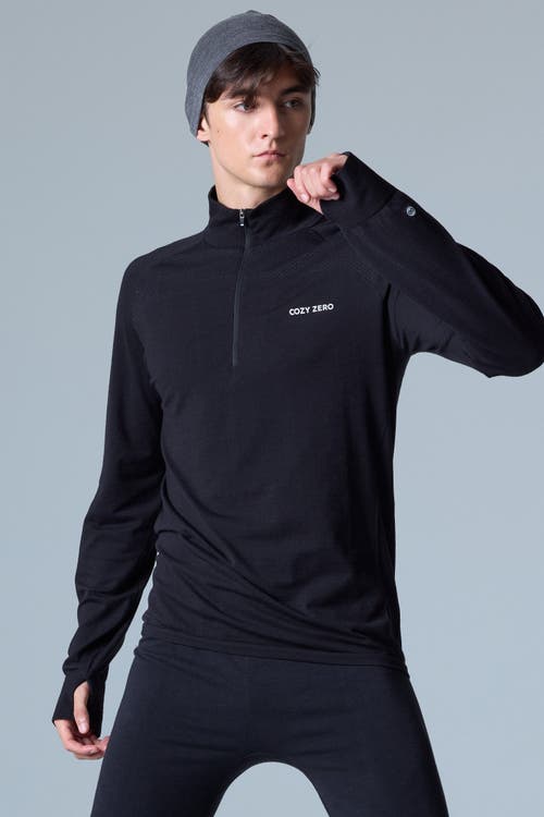 Cozy Zero Tech Merino Classic Fit Half Zip Long Sleeve Top In Black