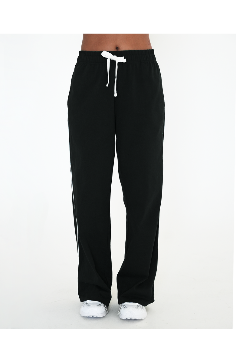 Rebody Active Rugby Piping Relaxed Wide Leg Pant, Main, color, Black/White