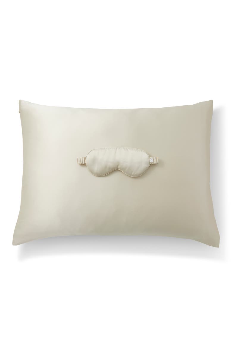 Silk Pillowcase & Sleep Mask, Main, color, OATMILK