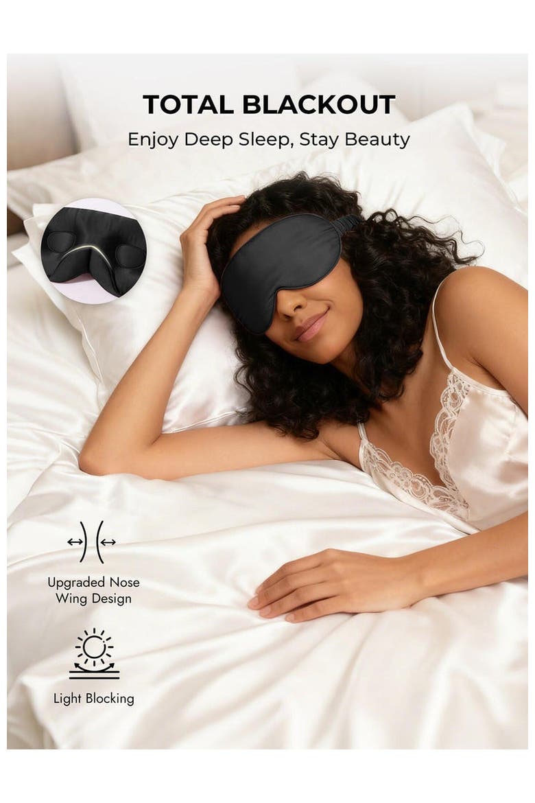 22 Momme Mulberry Silk Upgraded 3D Adjustable Eye Mask, Alternate, color, Black