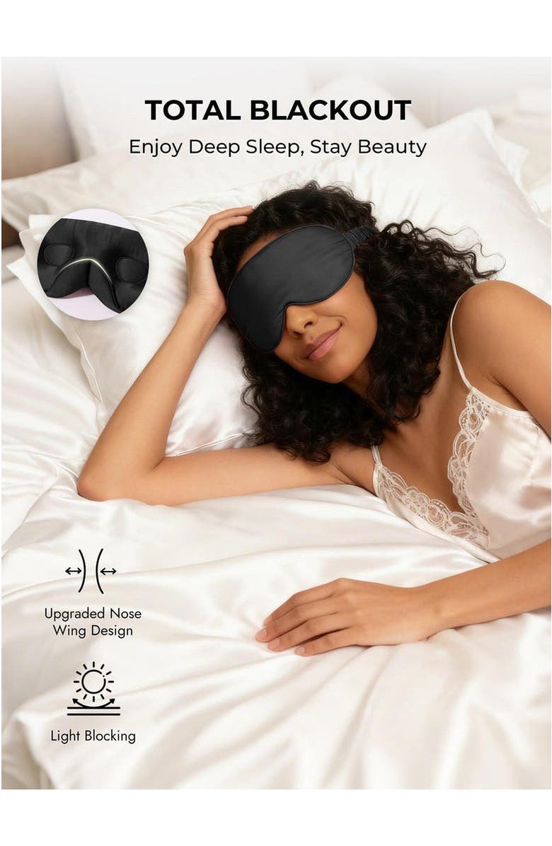 SILKSILKY 22 Momme Mulberry Silk Upgraded 3D Adjustable Eye Mask, Alternate, color, Black
