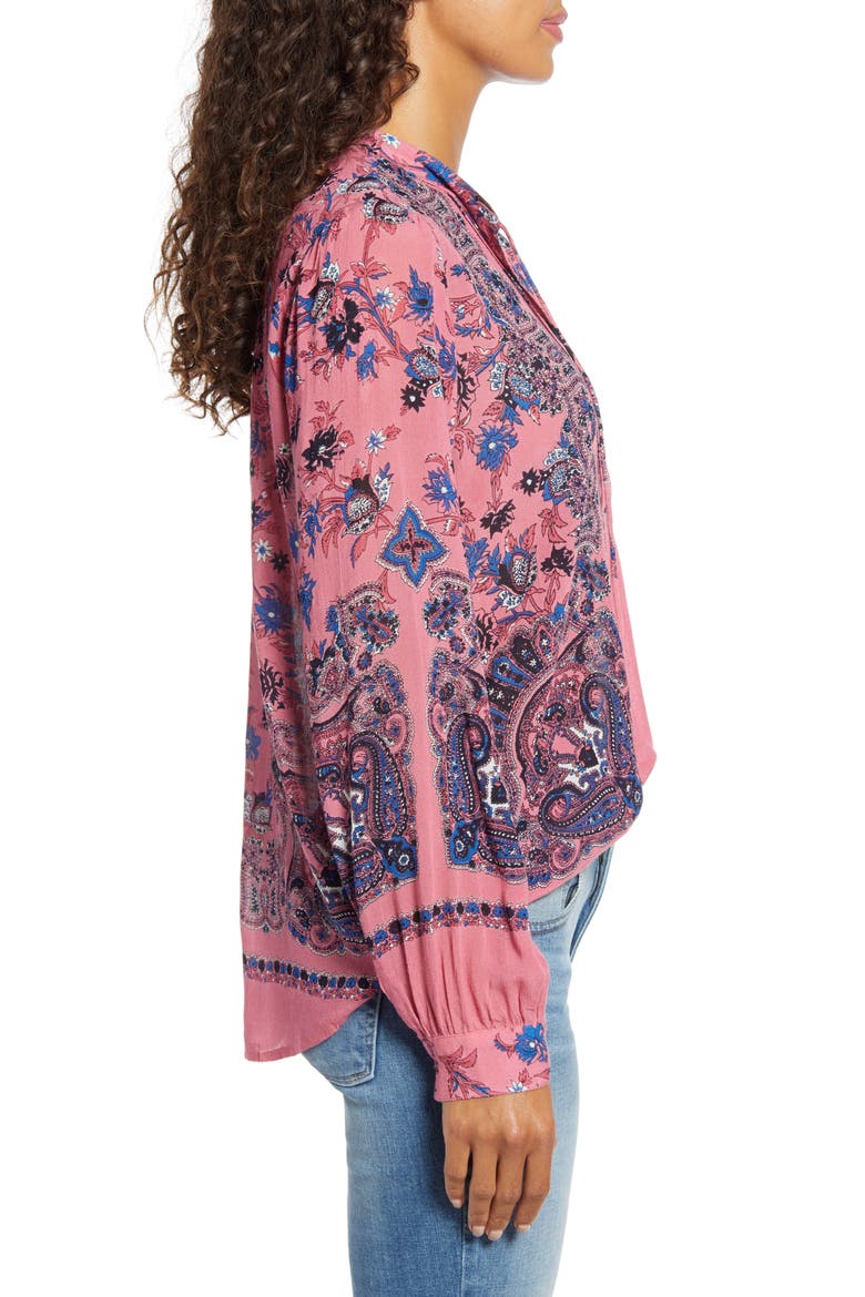 Paisley & Floral Peasant Top, Alternate, color, PINK MULTI