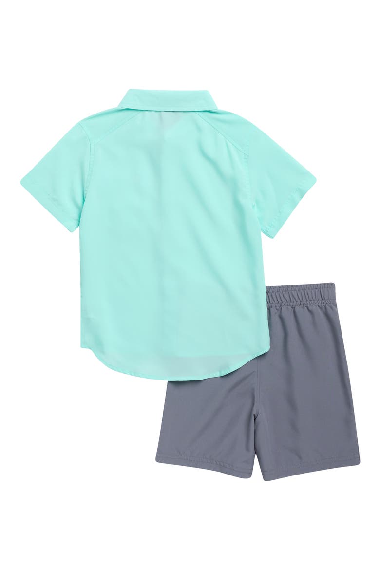 Kids' Drift Tide Short Sleeve Button-Up Shirt & Shorts Set, Alternate, color, NEO TURQUOISE