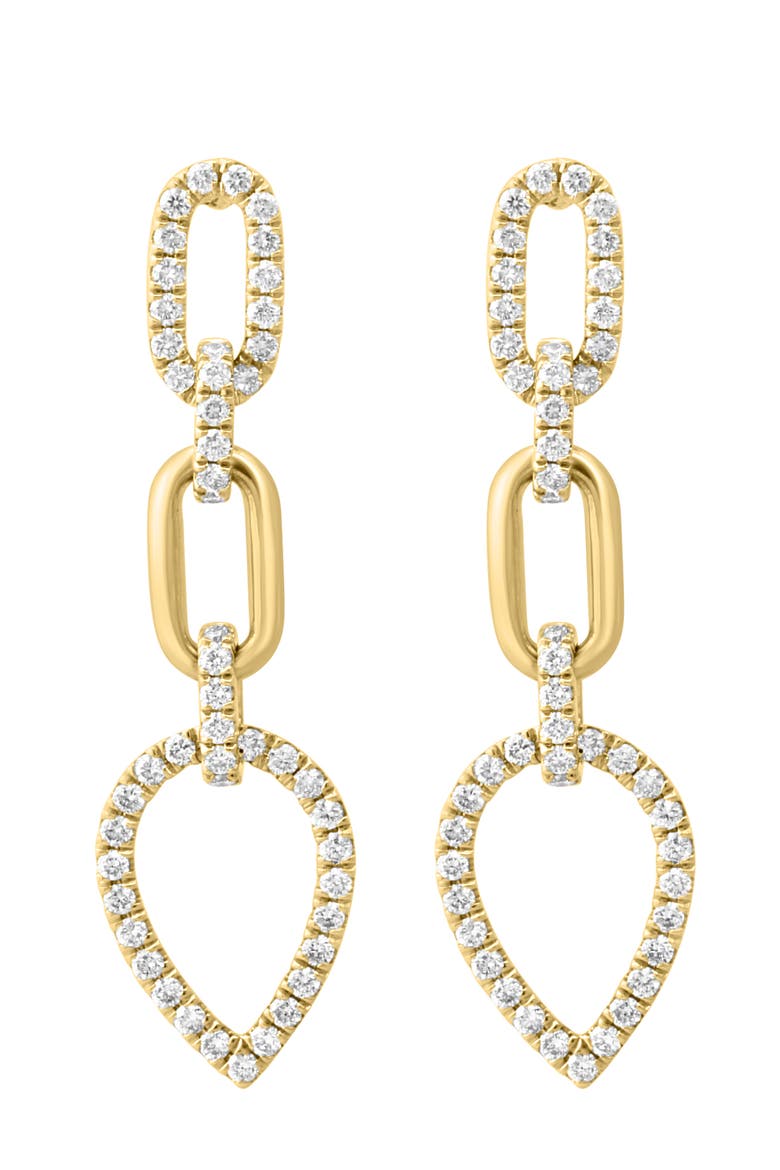 14K Yellow Gold Golden Heart Diamond Link Earrings, Main, color, Metallic Gold