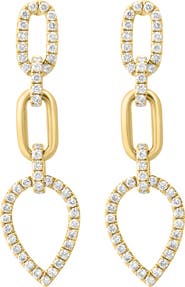 EFFY 14K Yellow Gold Golden Heart Diamond Link Earrings