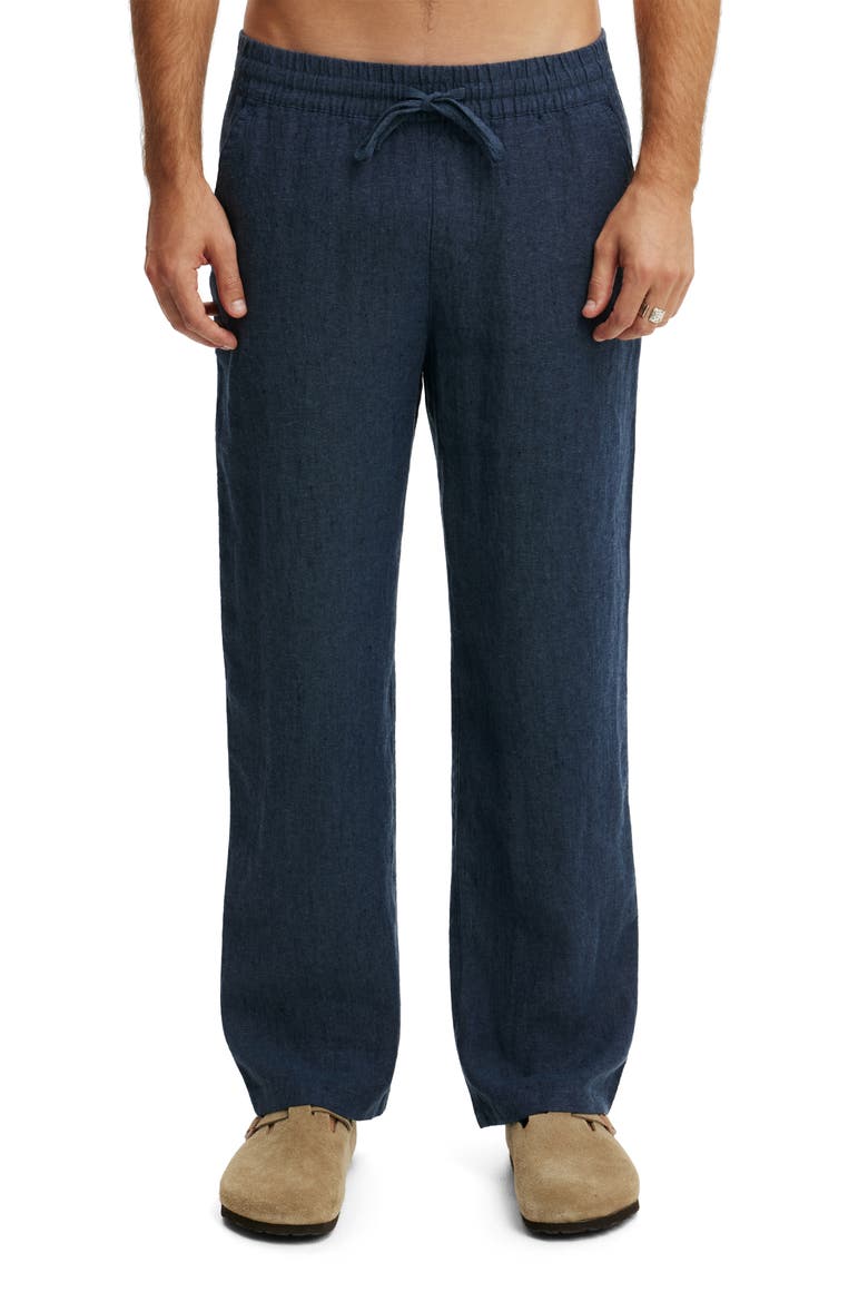 Men's Baggy Linen Pant, Main, color, Navy