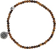 John Varvatos Skull Tiger's Eye Beaded Stretch Bracelet