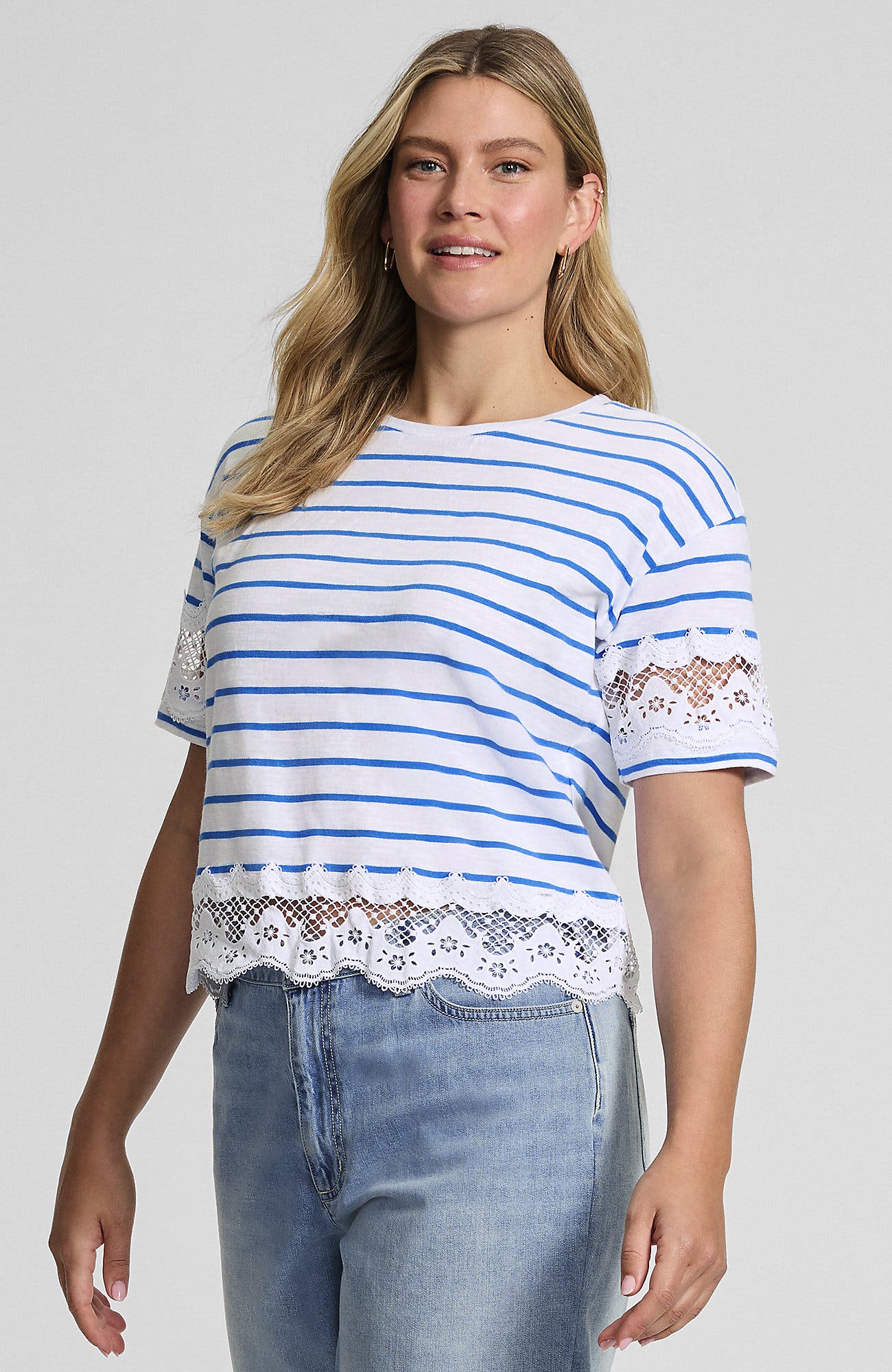 selected White/Bright Blue Stripe