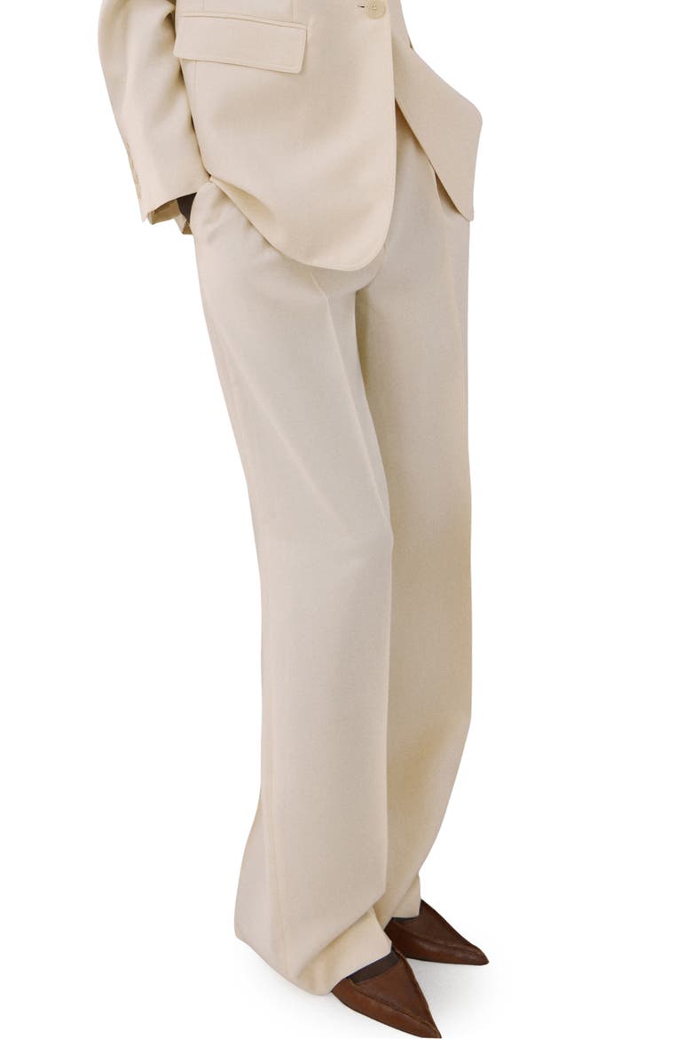 Pleated Mid Rise Wide Leg Pants, Main, color, ECRU