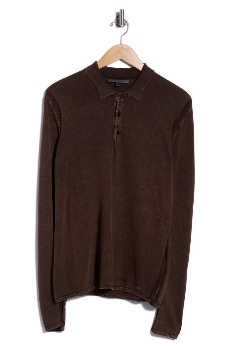 Dune Long Sleeve Polo, Main, color, DARK BROWN
