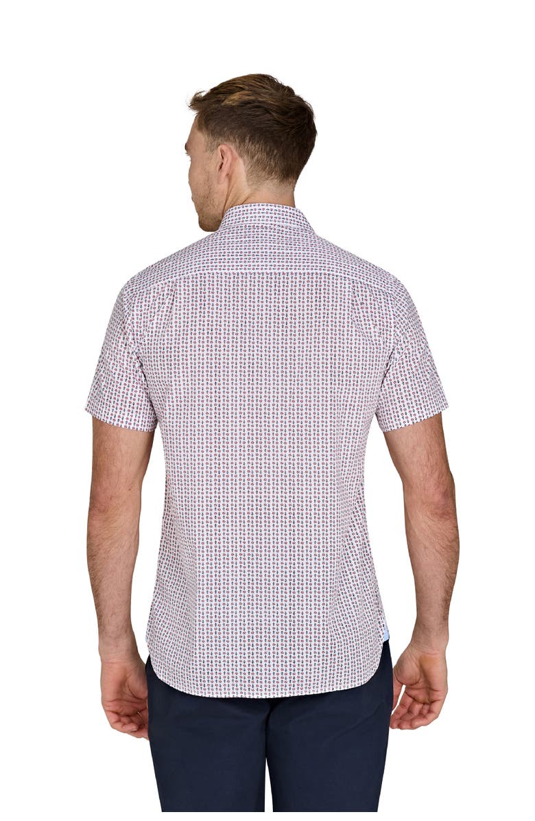 Raging Bull Short Sleeve Flower Cotton Poplin Shirt, Alternate, color, White