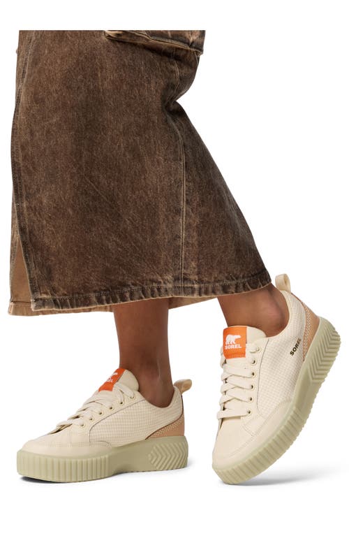Sorel Ona Ave Check Mixed Leather Sneakers In Bleached Ceramic/light Aloe