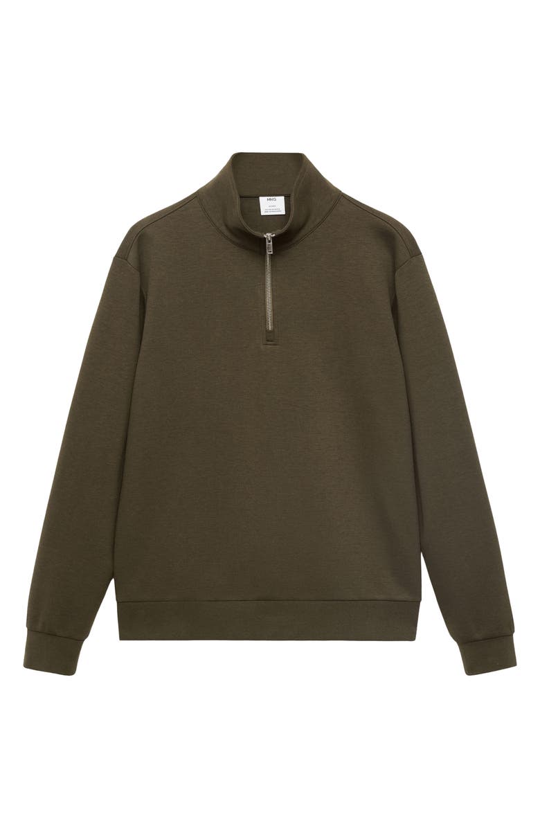 MANGO Quarter Zip Sweatshirt, Alternate, color, Olive Green