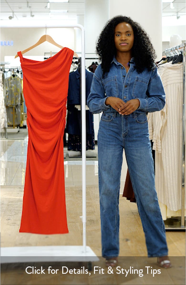 Fira Asymmetric Neck Ruched Maxi Dress