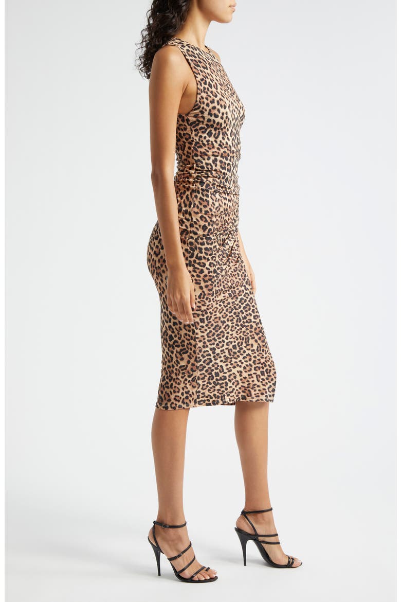 Mardell Leopard Print Side Ruched Midi Dress, Alternate, color, LEOPARD LOVE