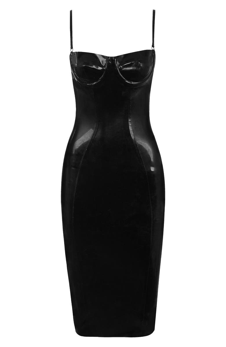 HOUSE OF CB Noella Latex Midi Dress, Alternate, color, Black