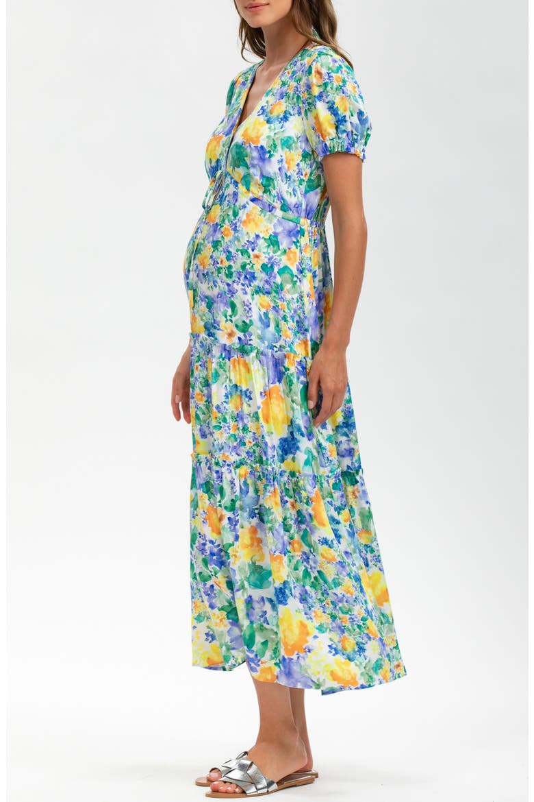 V-Neck Flare Maternity Maxi Dress, Alternate, color, MEDIUM GREEN