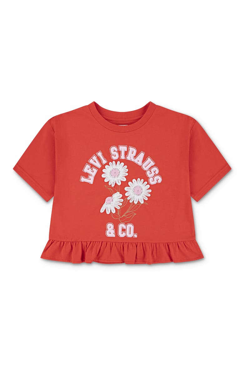Kids' Peplum Graphic T-Shirt, Main, color, POPPY RED