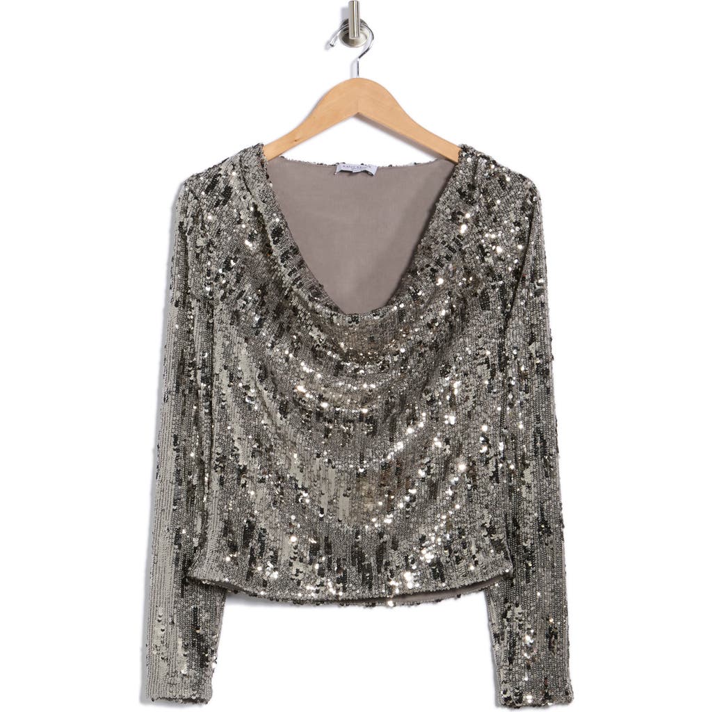 Ramy Brook Nicole Long Sleeve Sequin Top In Gray