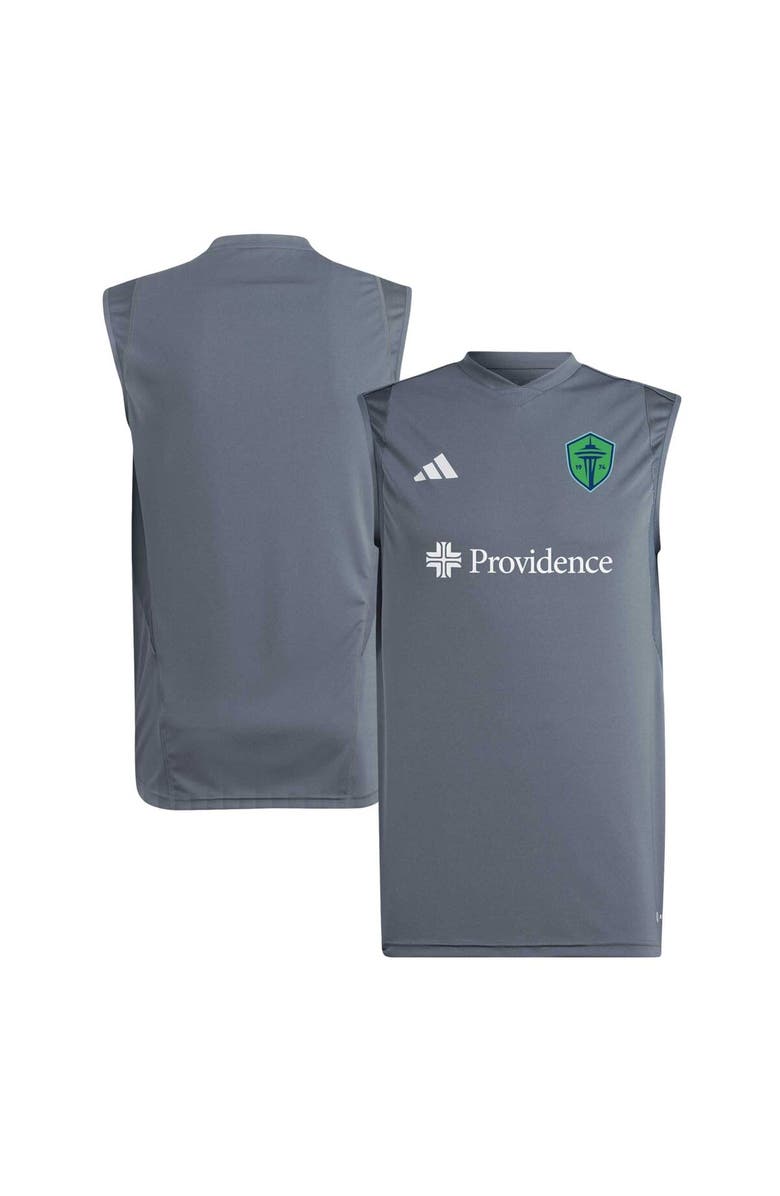adidas Men's adidas Gray Seattle Sounders FC 2024 AREOREADY Sleeveless Training Jersey, Main, color, 