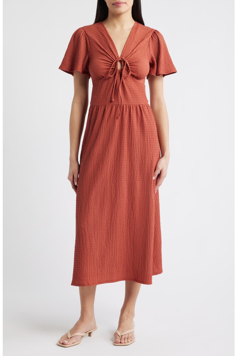 Keyhole Midi Dress, Main, color, MARSALA
