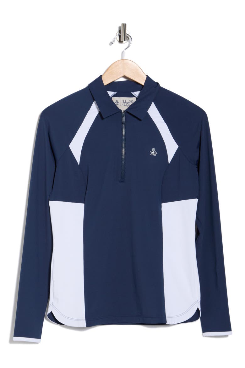 Colorblock Half Zip Polo, Alternate, color, BLACK IRIS