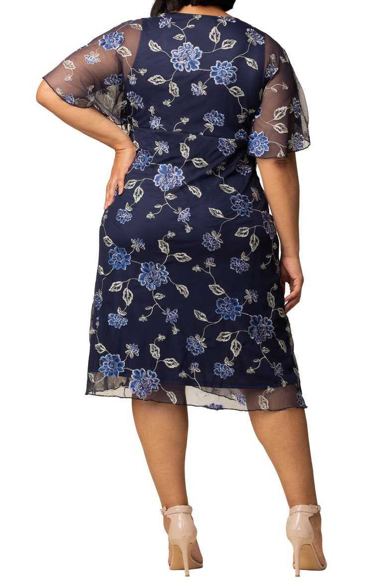 Sonnet Embroidered Midi Dress, Alternate, color, NAVY BLUE BLOOMS